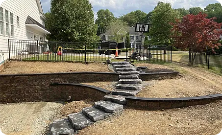 Retaining Wall and Step Installation – Glen Mills, Wilmington DE, Media PA – ScapeWorx