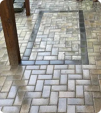 Skillfully displayed paver sealing on a walkway with a contrasting border design.