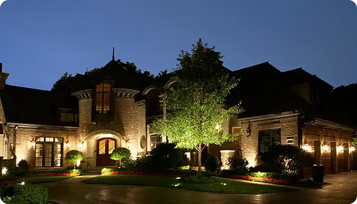 Landscape Lighting Newtown Square. luxury home showcases highlights by ScapeWorx