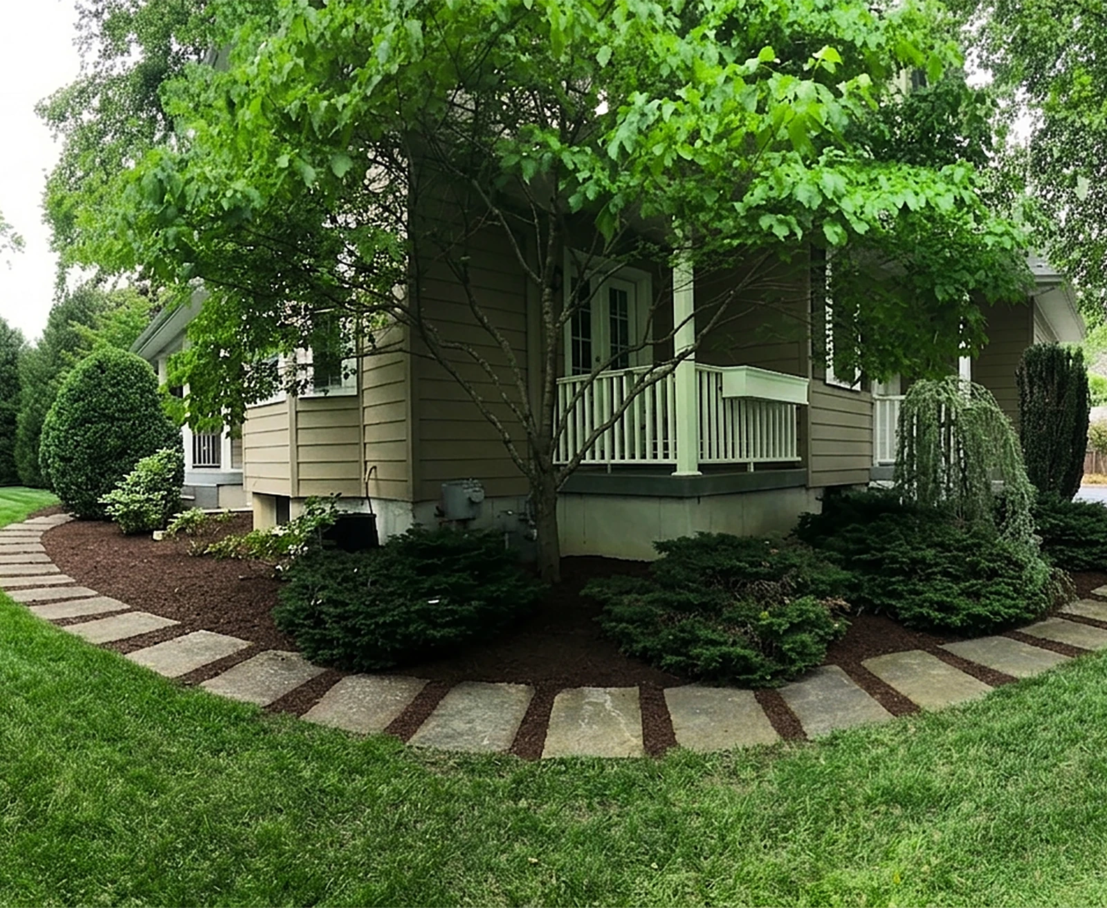 ScapeWorx maintained garden beds with pruned shrubs and mature trees
